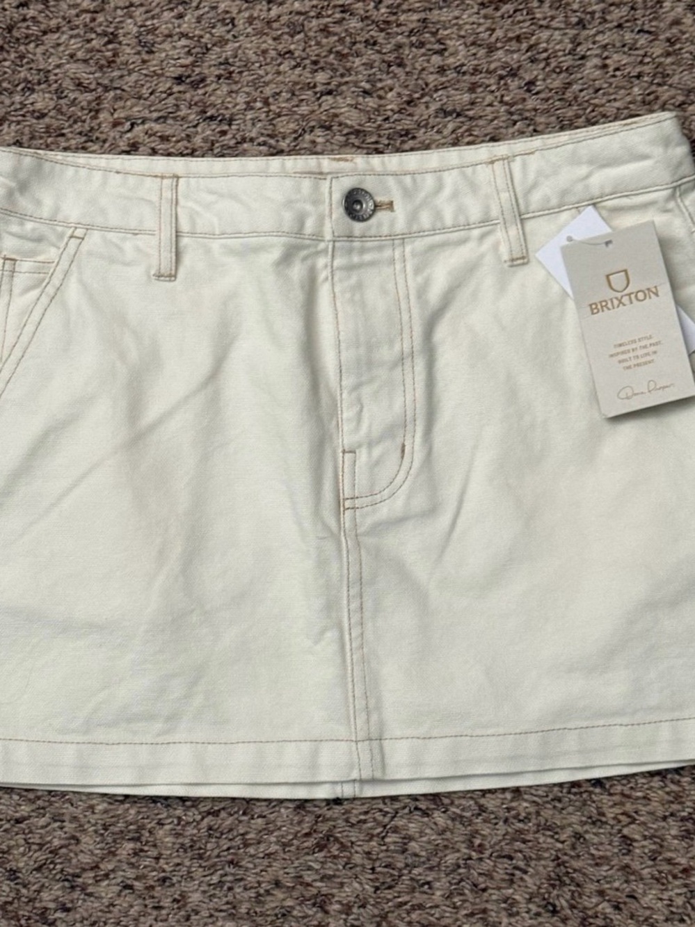Brixton Cream Denim Mini Skirt